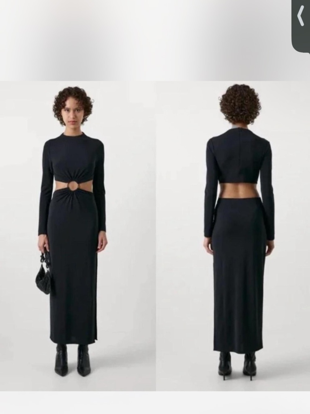 Black Long Sleeve Cutout Maxi Dress with Ring Detail